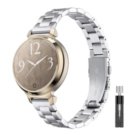 Haotop Stainless Steel Replacement Strap Compatible for Garmin Lily 2 Smartwatch (Silver)