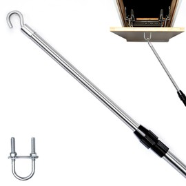 Attic Ladder Pull Down System，Attic Pull Down Hook with Extendable （16-36）Inch Stainless Steel Extension Pole and Hook Kit