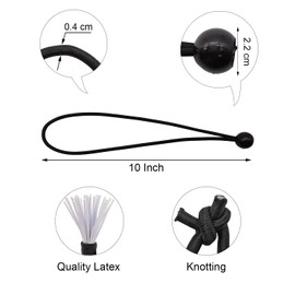 BINCKIN Bungee Cord with Ball 50 Pcs, 10 Inch Bungees Balls Tent Accessories for Camping Tarp, Tents, Canopy and Fixings (Black)