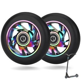 Stunt Scooter Wheels, 2 Pieces Scooter Replacement Wheels 88A with ABEC-9 Bearings Aluminium, Replacement Wheels for Scooter Wheels 100 mm, Scooter Wheels Compatible with Most Stunt Scooters & Kick
