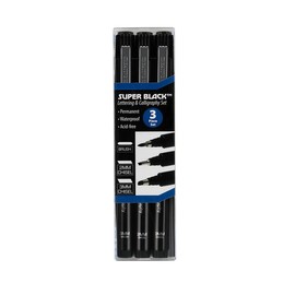 Super Black Permanent Fineliners Lettering & Calligraphy Set of 3-24 Pack