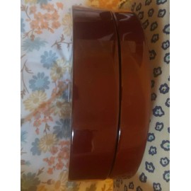 Vietnamese large Lacquer thanh le Red  ROUND jewelry box flower design