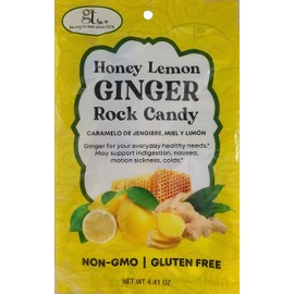 GT Honey Lemon Ginger Rock Candy, 4.41 Ounce Bag, 1 Pack