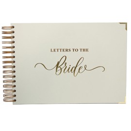 Letters to the Bride Book A4 - High Quality Memory Book with Gold Embossing, Spiral Bound & Book Corners - 30 Blank Pages for Letters to the Bride - Gift for Wedding & JGA (White)