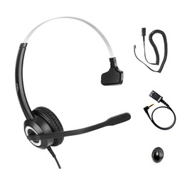 Phone Headset Noise Cancelling Mic RJ9 U10P Bottom Cable Compatible with Polycom VVX, Mitel, Shoretel, Avaya Digital Phones