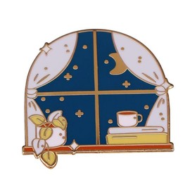 Comfortable Night Starry Sky Plant Coffee Book Badge Bag Accessories Fashion Jewelry Women Brooch, Metal