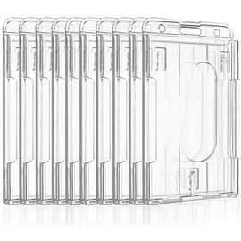 Bohoman Pack of 10 ID Card Holder Hard Plastic Transparent ID Cover for 2 Cards ID Card Holder Hard Plastic Vertical for ID Cards Credit Cards