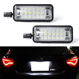 Gempro License Plate Light, 2-Pack LED License Plate Lamp Assembly for Subaru BRZ Scion FR-S Impreza WRX STi Legacy Crosstrek Toyota 86, Powered by 18SMD Xenon White LED Lights