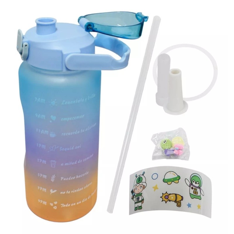 CL Botella Agua Con Medidor Tiempo Motivacional 2lt-900ml-330ml