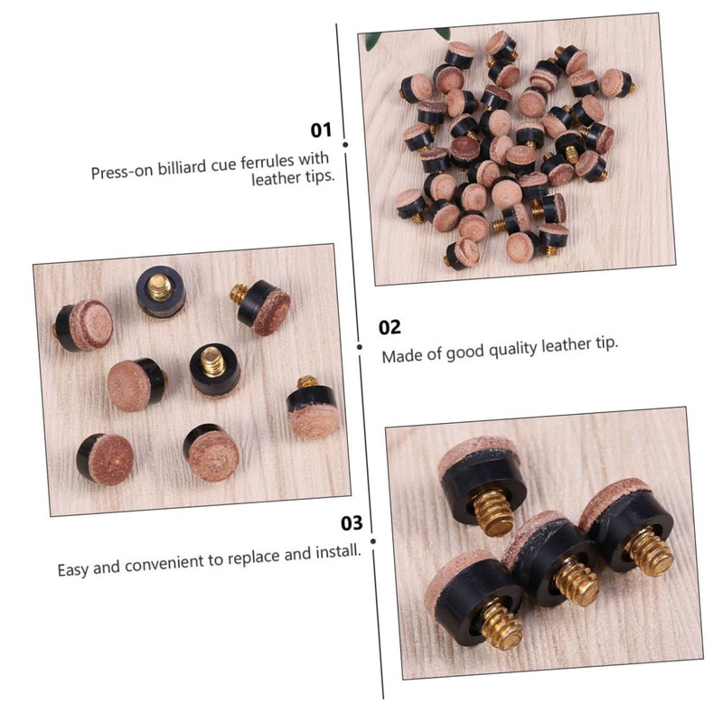 WOONEKY 30 Pcs Screw Cue Tips Replacement for Billiard Cues