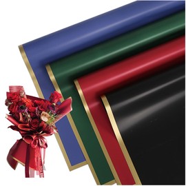 20Sheets 4 Color Waterproof Florist Bouquet Paper,Fresh Flowers Wrapping Paper,Gift Packaging or Gift Box Packaging,Florist Bouquet Supplies 22 3/4" (Red, Navy Blue, black, Green)