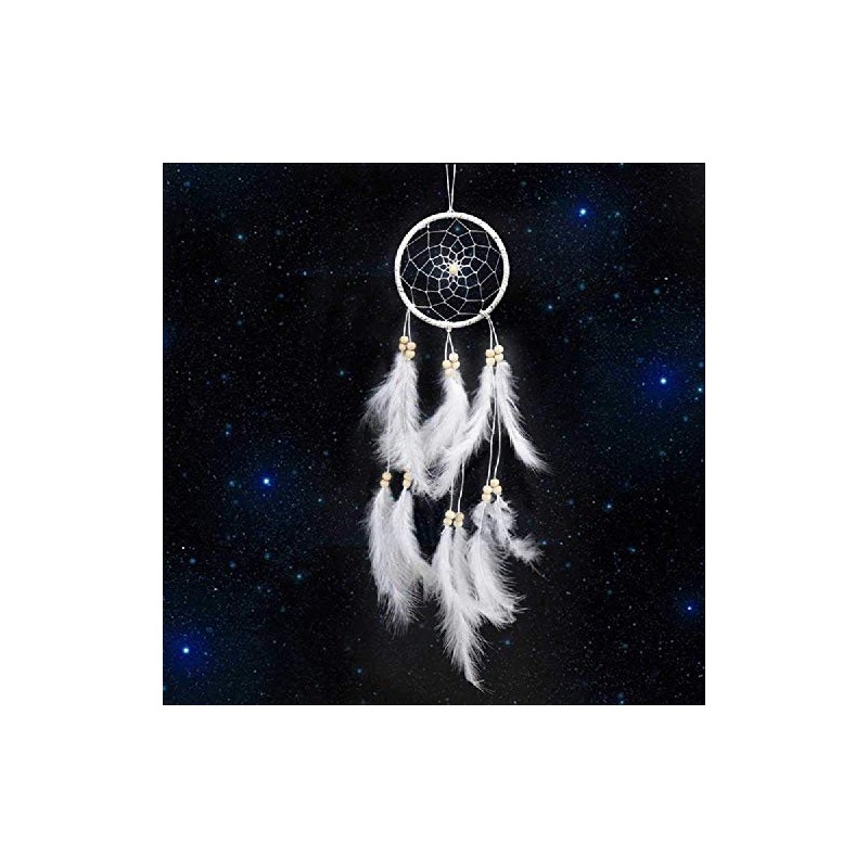 Jrancc Dreamcatcher DIY Handmade Feathers 55cm White for Bedroom Home