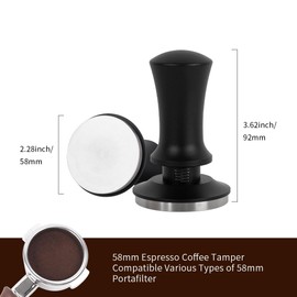 watchget 58mm Espresso Coffee Tamper, Spring Loaded Tamper Stainless Steel Barista Espresso Tamper Calibrated Espresso Hand Tamper with Scale Coffee Espresso Accessories for 58mm Portafilter