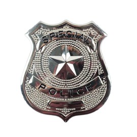 Adult Silver Police Badge with Star Design Special Police Metal Badge Police Officer NYPD Cops and Police Officer NYPD Unisex Police Accessories Fancy Dress