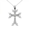 Claddagh Gold Religious Jewelry Solitaire Diamond Armenian Cross Pendant Necklace
