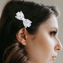 TseenYi Crystal Gemstone Hair Clip Silver Rhinestone Wedding Hair Clip Hair Clip Shiny Bridal Decorative Head Clip Bridal Crystal Hair Clip Women and Girls Gifts (Transparent Crystal)