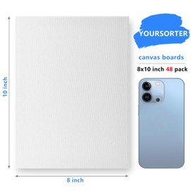 Canvases for Painting 48 Pack, 8x10 inch Blank Canvas Boards, Primed Acid-Free 100% Cotton Canvas Panels for Acrylic Oil Tempera Watercolor Paints, Art Supplies