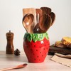 Bicuzat Strawberry Shaped Ceramic Kitchen Utensil Holder, Large Cooking Utensil