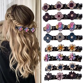 FDBJulyy Pinzas para El Cabello Trenzado con Forma de Trébol Y Piedras de Cristal Brillantes, Ideales para Cabello Grueso O Fino. Accesorios para Peinar Y Seccionar El Cabello. Tamaño Grande. Paquete