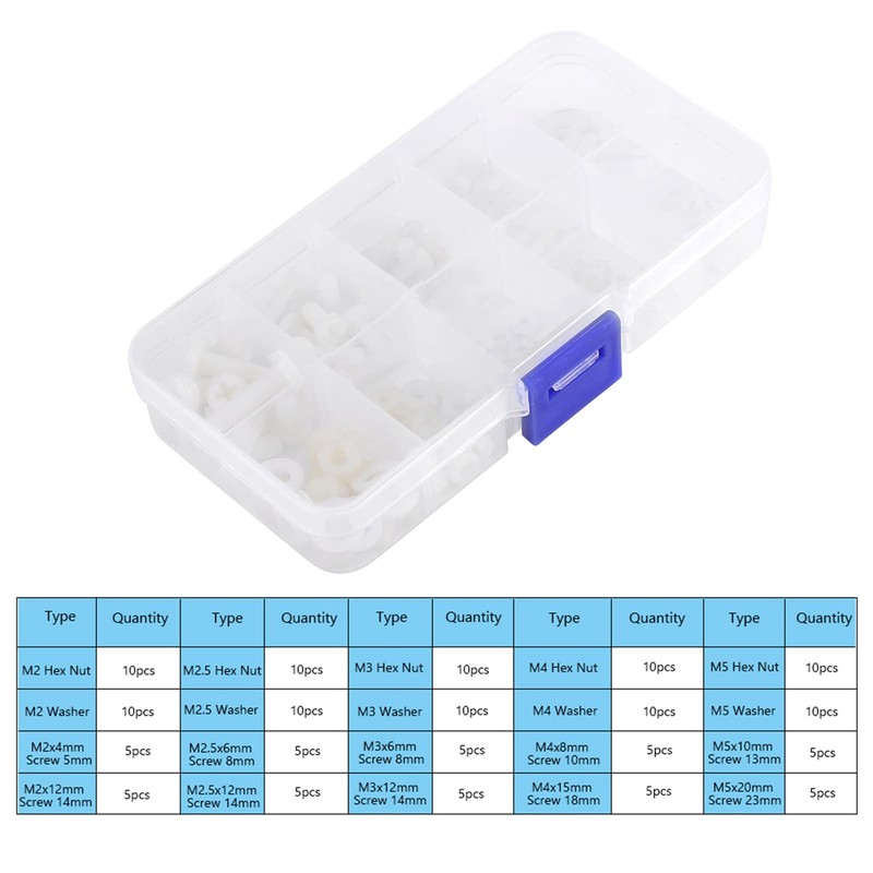 Jiawu 150pcs Durable -Resistant Screws Bolts Nuts Washers Assortment Kit