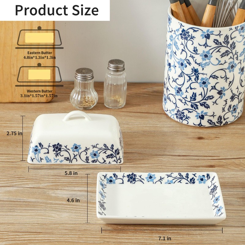 butter box,butter dish with lid blue,butter saver,French butter Dish,Microwave and
