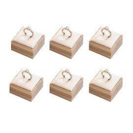 Coward Bamboo 6 Pcs Rings Display Stand for Selling Velvet Jewelry Ring Holder Organizer for Drawer Storage (Beige Velvet)