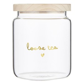Santa Barbara Design Studio Glass Tea Storage Jar Decorative Canister with Paulownia Wood Lid, 50-Ounce, Loose Tea
