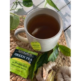 Bigelow Tea Green Tea with Ginger Plus Probiotics, Caffeinated Tea with Ginger, 18 Count Box, (Pack of 6), 108 Total Tea Bags