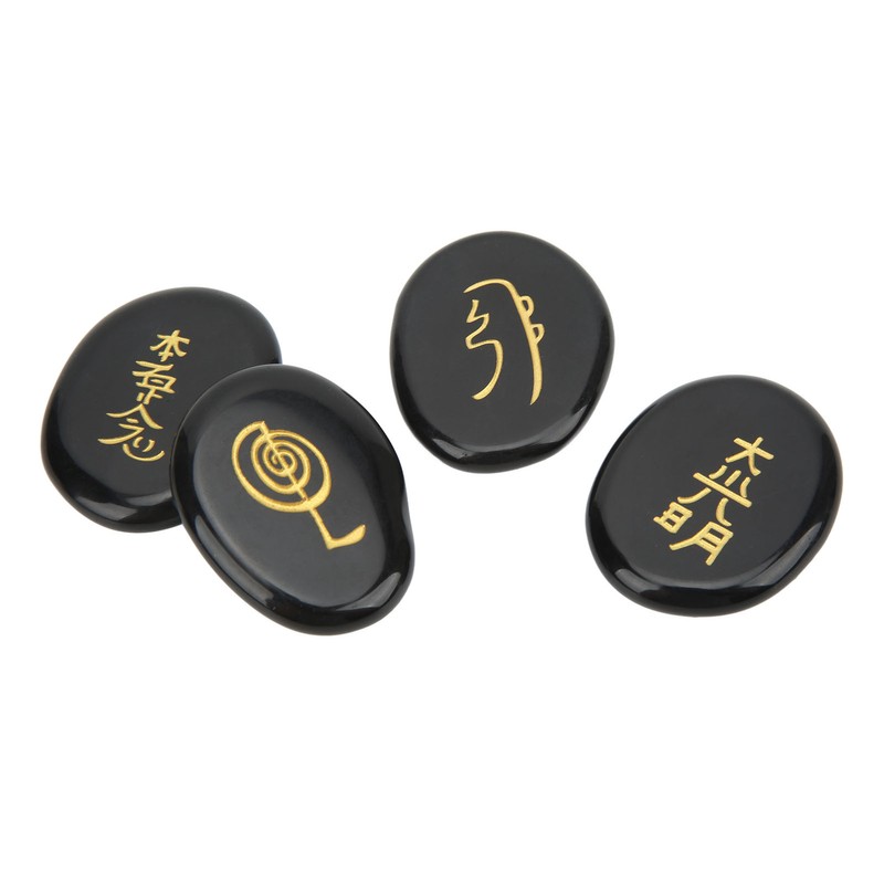 4Pcs Reiki Symbols Stones Smoother Surfaces Engraved Reiki Stones for