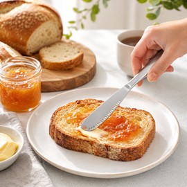 3-in-1 Stainless Steel Butter Knife for Spreading – Cheese, Jam and Cream Spreader for Breakfast Tables