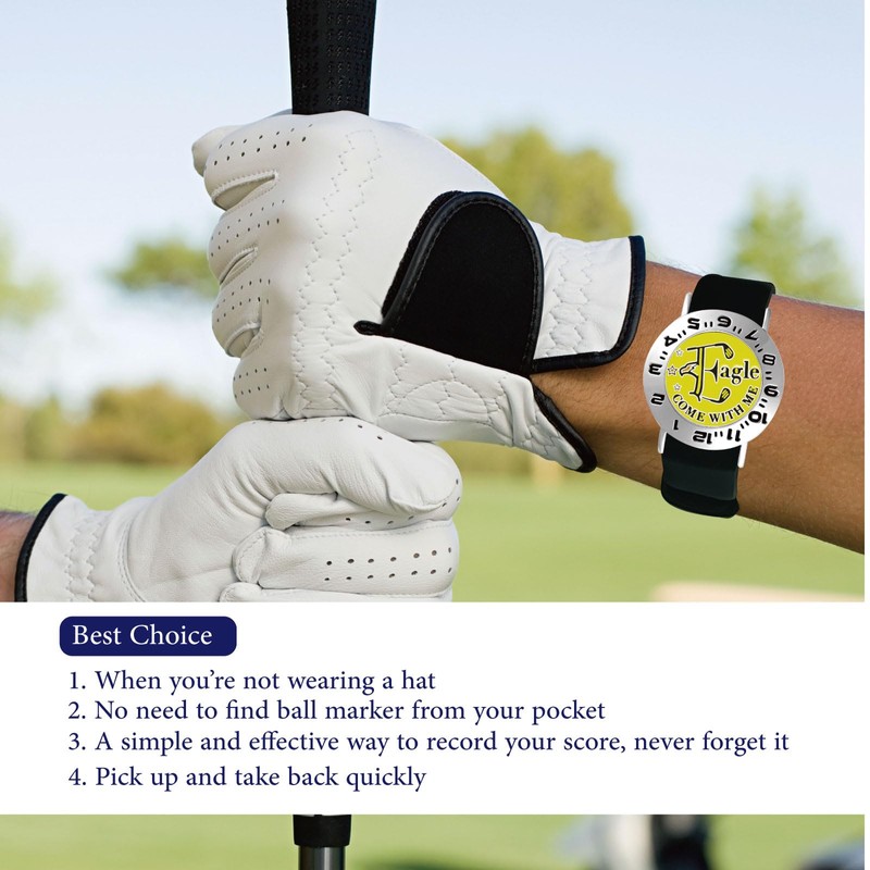 E TRUEE Golf Ball Marker with Golf Stroke Counter Bracelet,