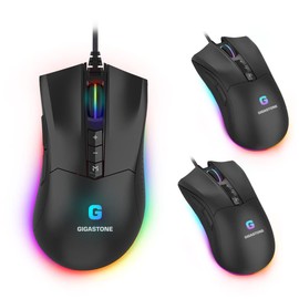 Gigastone 3 Pack Gaming Mouse Up to 12,000 DPI Adjustable, Wired Gaming Mouse with Customizable RGB Backlight, 8 Programmable Buttons, 512KB Onboard Memory, Most Suitable for Windows 7 and Up