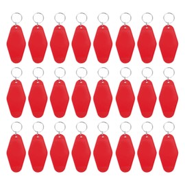 PATIKIL Vintage Motel Keychain, 24 Pack Blank Hotel Keychains Rhombus Retro Key Tag for DIY Crafts Ornament Backpack Luggage Labels Tags, Red