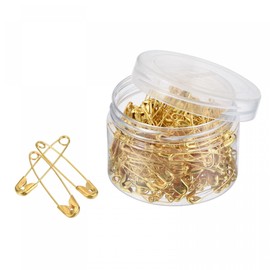 sourcing map Safety Pins 1 Inch Metal Sewing Pins with Box for Office Home Gold Tone 240 Count