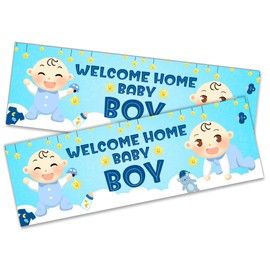 x2 Welcome Home Baby Boy Banner Baby Shower Homecoming Party Decoration 2