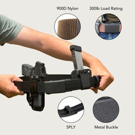 2ND AMEN Brown Tactical Belt for Men - Military Hiking Nylon Gun Belt, Perfect Battle Belt for Men, 1.5" EDC Belt for Everyday Use, Ultimate 620D Cut to Size Gun Belts for Men