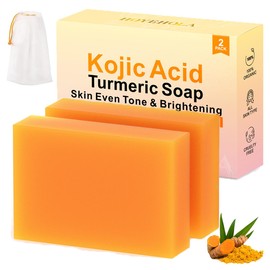 HOYEHOLA Kojic Acid Turmeric Soap Bar - Dark Spot Remover for Face Even Skin Tone, Moisturizing & Nourishing Natural Ingredients 2Packs