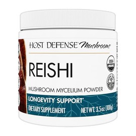 Host Defense, polvo de hongos Reishi, apoya la energía, la salud cardiovascular y la respuesta al estrés, suplemento orgánico certificado, 3.5 onzas  