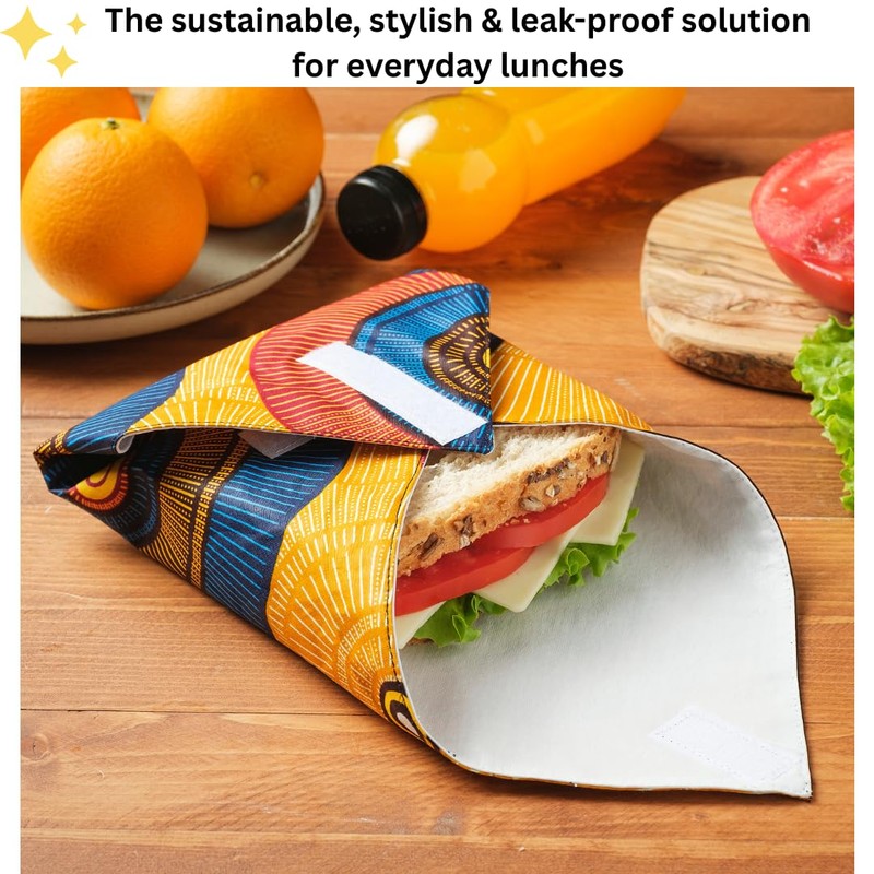 Reusable Sandwich Wrap - Washable, Leakproof, Double-Layered, Fabric, Foldable, Space
