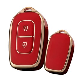 HIBEYO Intelligent Car Key Case Fits Renault Key Case Protective Cover for Renault Kwid Traffic Symbol Dacia Sandero Logan Duster Key Case Key Bag 2-Button Gold Red