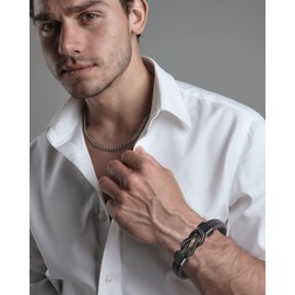 BOCHOI Grandson Bracelet, Grandson Gifts from Grandma Grandparents Grandpa Nana, Valentines Birthday Gifts for Him Men, Braided Leather Bracelets Gifts for Grandsons