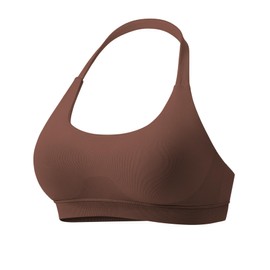 VOYJOY - Sujetadores deportivos para entrenamiento de impacto para mujer, soporte medio, bajo, halter, sin costuras, espalda abierta, acolchado, para gimnasio, yoga, Marrón intenso, L