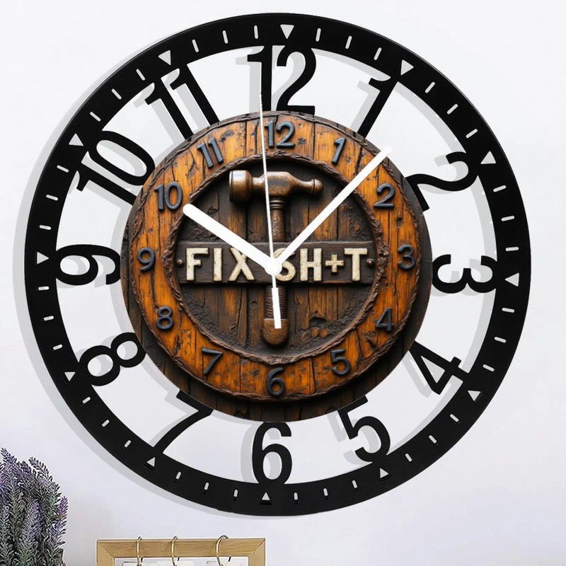 25cm Circular Iron Wall Clock with a Chalkboard Paint Centersheet