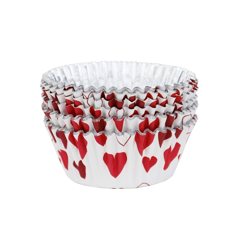 PME Hearts Foil Lined Cupcake Cases - 30 Pack,White