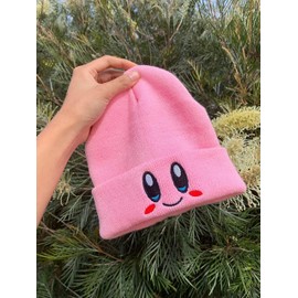 Generic Kirby Beanie Adult Size Anime Hat Accessory Pink Kawaii, Medium-Large