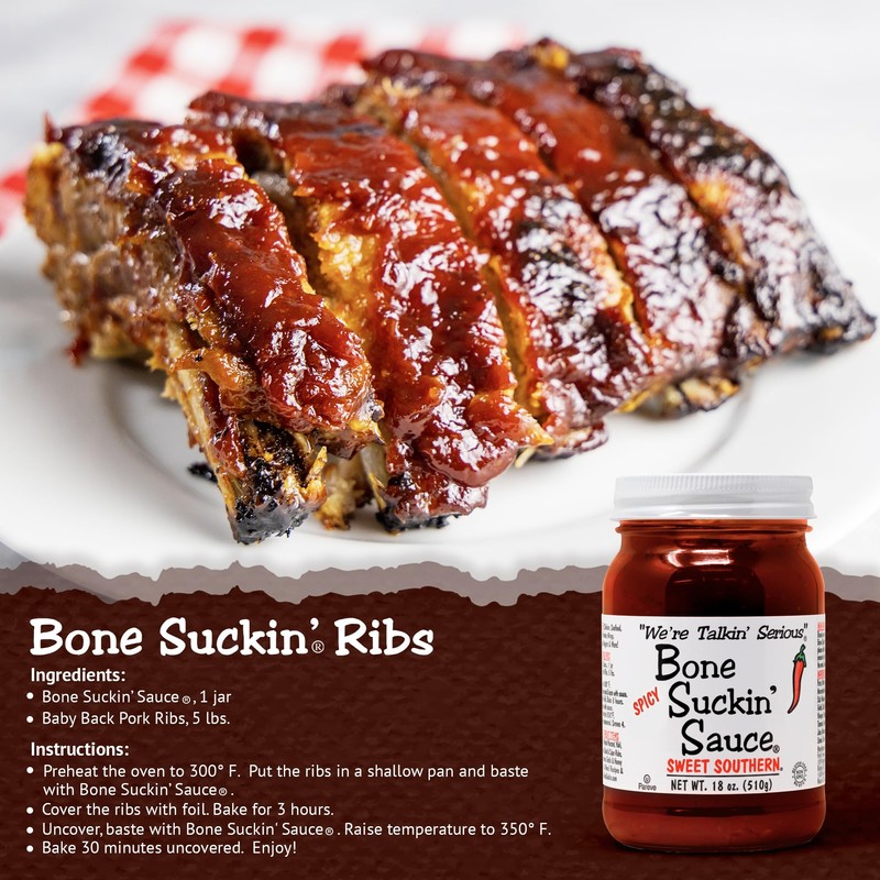 Bone Suckin' Sauce Spicy Sweet Southern BBQ Sauce, Gluten-Free, Non-GMO,