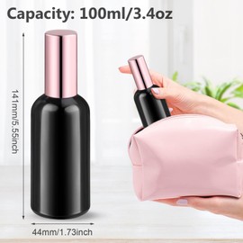 6 Pack 100ml/3.4oz Glass Spray Bottles Empty Perfume Atomizer Liquid Container with Fine Mist Sprayer & Rose Gold Cap for Essential Oil Perfume Travel (1 Pipette+1 Funnel)