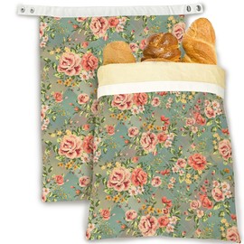 SINENRY Vintage Floral Rose Flower Bread Bags for Homemade Bread, 2 Pack Reusable Beeswax Bag, Linen Bags for Sourdough and Fresh, Baking Gift
