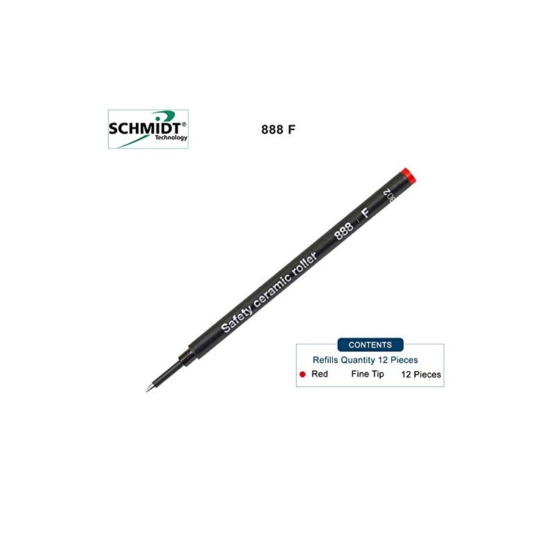 12 Pack - Schmidt 888 Red Fine Rollerball Refill