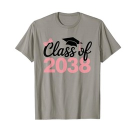 Class of 2038 Grow with Me Kindergarten Pink Coquette Bow T-Shirt